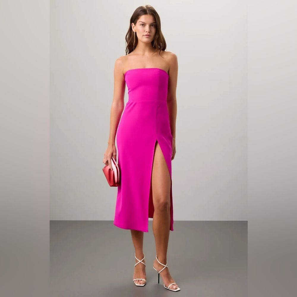 Amanda Uprichard Pink Strapless Midi Dress